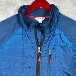 Orvis Jacket‎ Mens Large Blue Mixed Media Quilted Full Zip 1232487